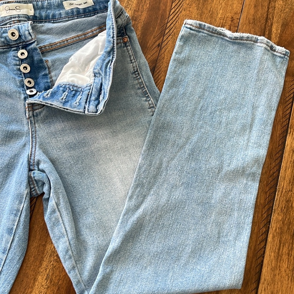 Jessica Simpson light wash blue denim jeans button fly flirt straight boot sz 27 - Picture 14 of 15